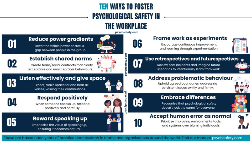 top ten ways to foster psychological safety