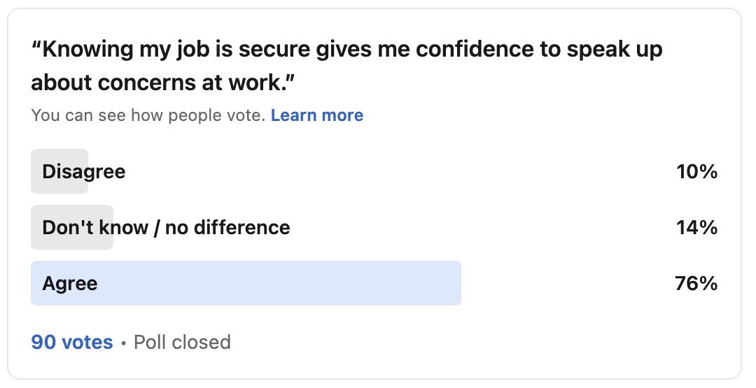 Job Security and Psychological Safety - Psych Safety