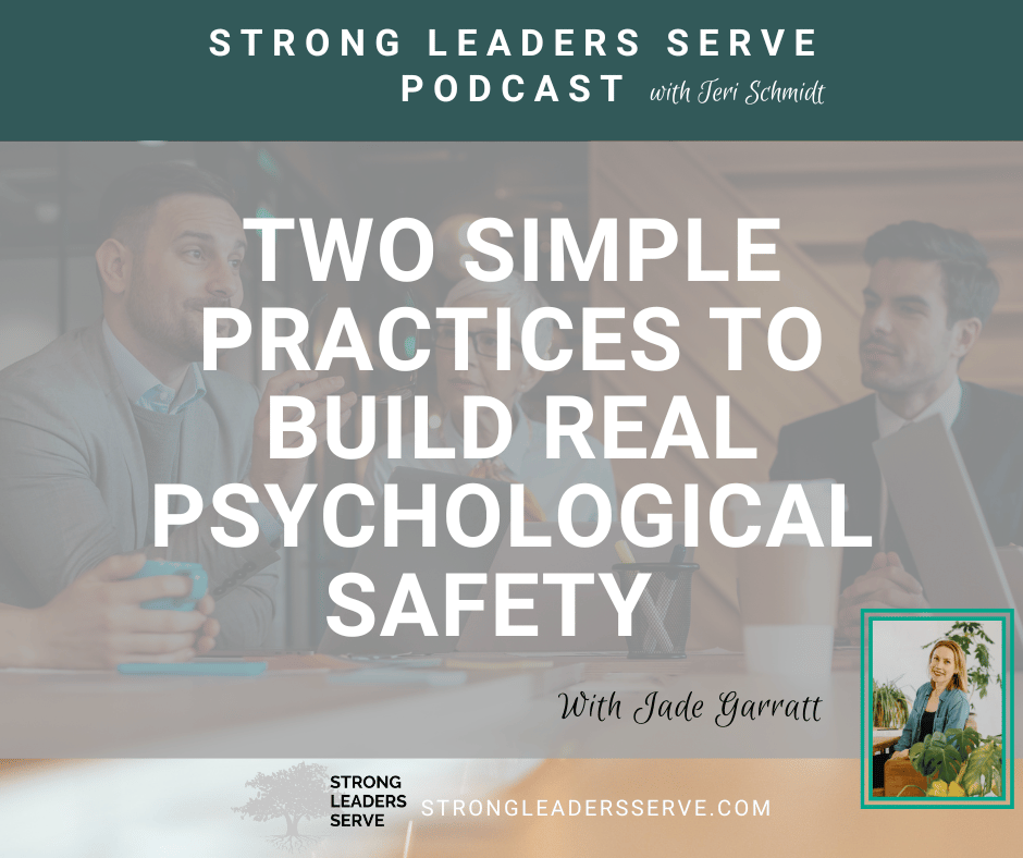 podcast cover image with the words 'two simple practices to build real psychological safety'