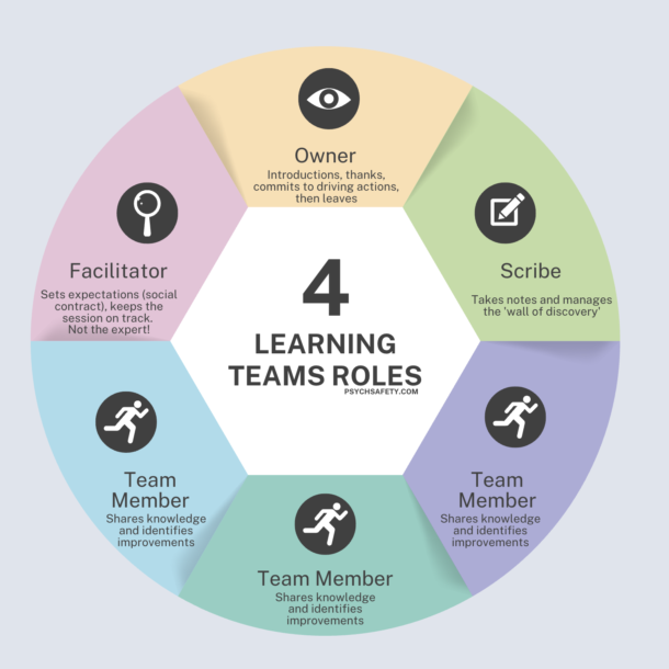 the various roles of a HOP learning team - owner, facilitator, team members