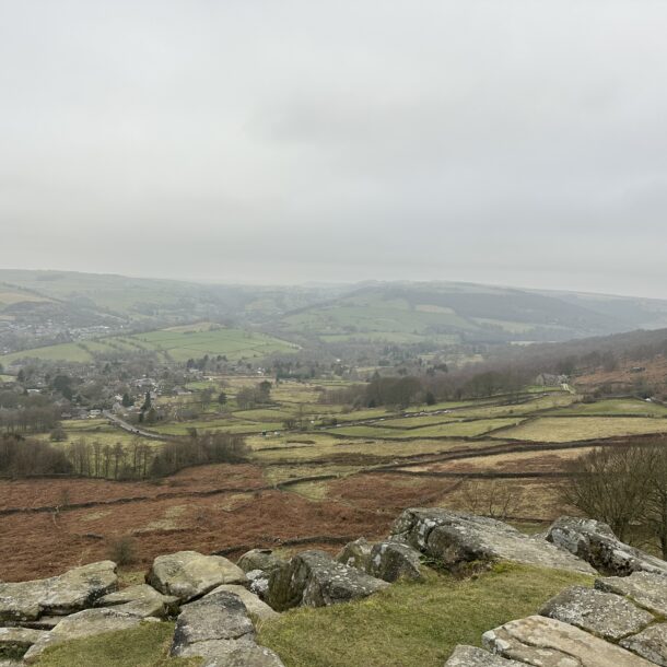 view from curbar - lots of enclosed fields