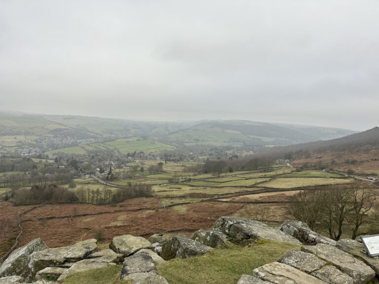 view from curbar - lots of enclosed fields