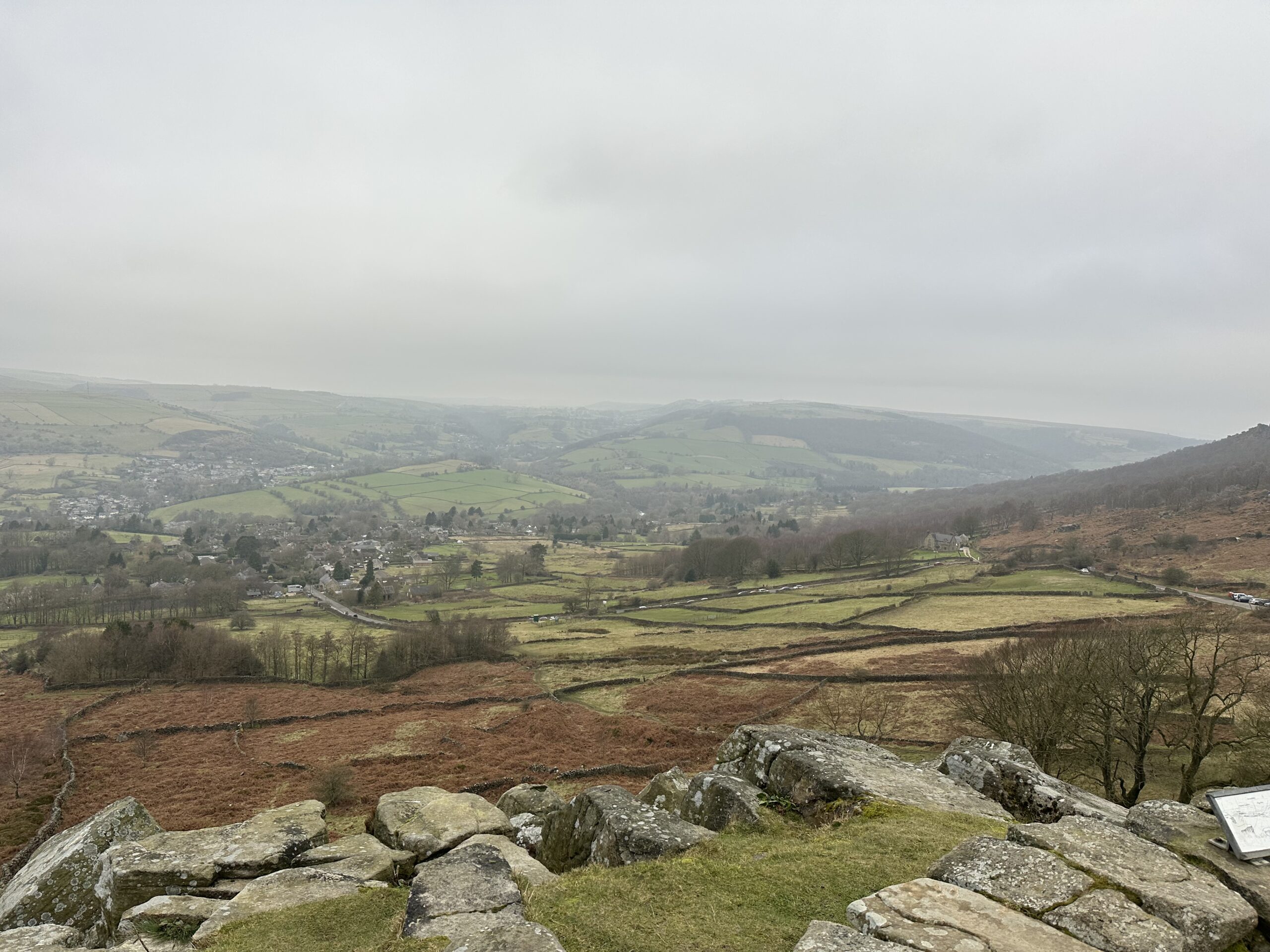 view from curbar - lots of enclosed fields